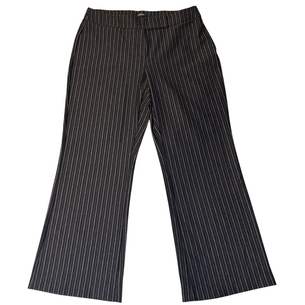 Avenue‎ Women's Stretch Flare Leg Pants Black Grey Pinstripe Sz 14/16 Business